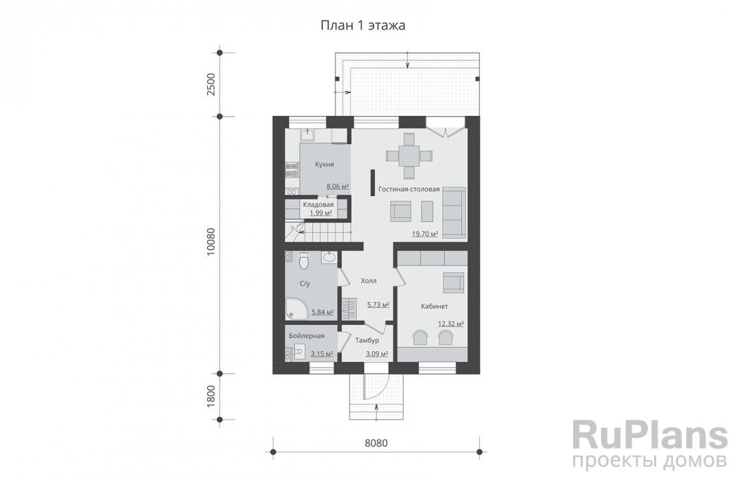 Дом с мансардой и террасой Rg3569 №8