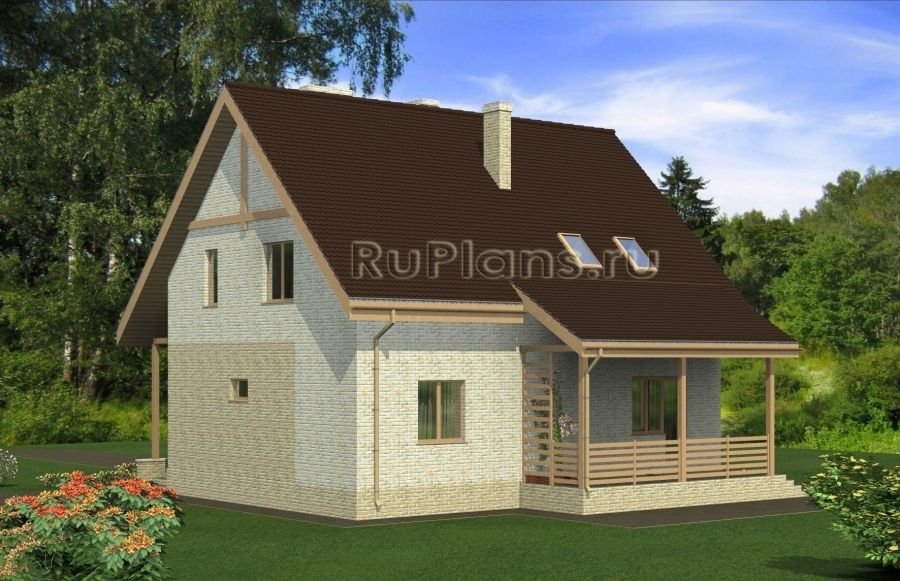 Дом с мансардой и крытой террасой Rg4954 №3 Дом с мансардой и крытой террасой Rg4954 №3