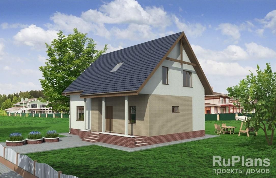 Дом с мансардой и верандой Rg1594 №1