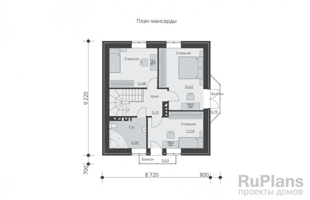Дом с мансардой и балконами Rg5121 №9