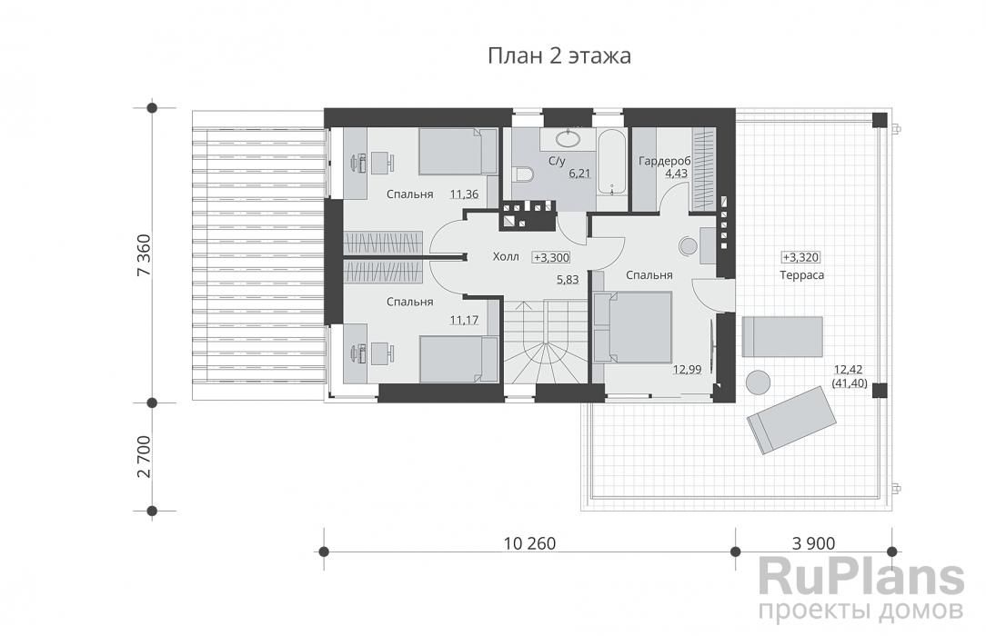 Двухэтажный дом с террасой, балконом и гаражом на 1 машину Rg6262 №9