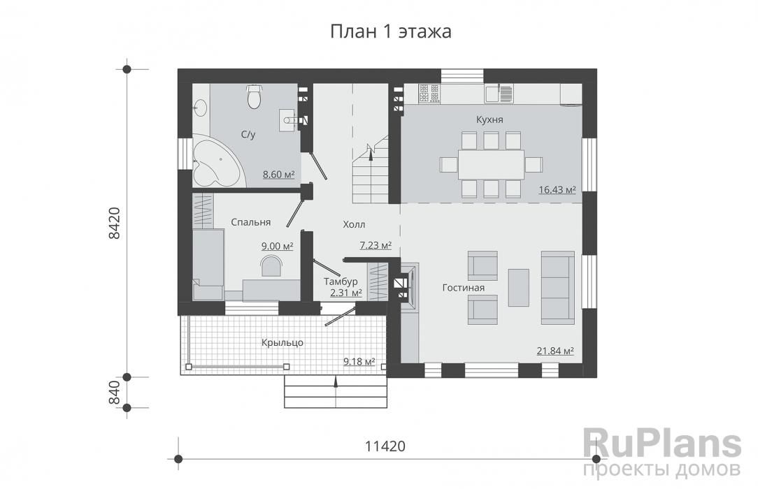 Двухэтажный дом с балконом Rg5236 №8