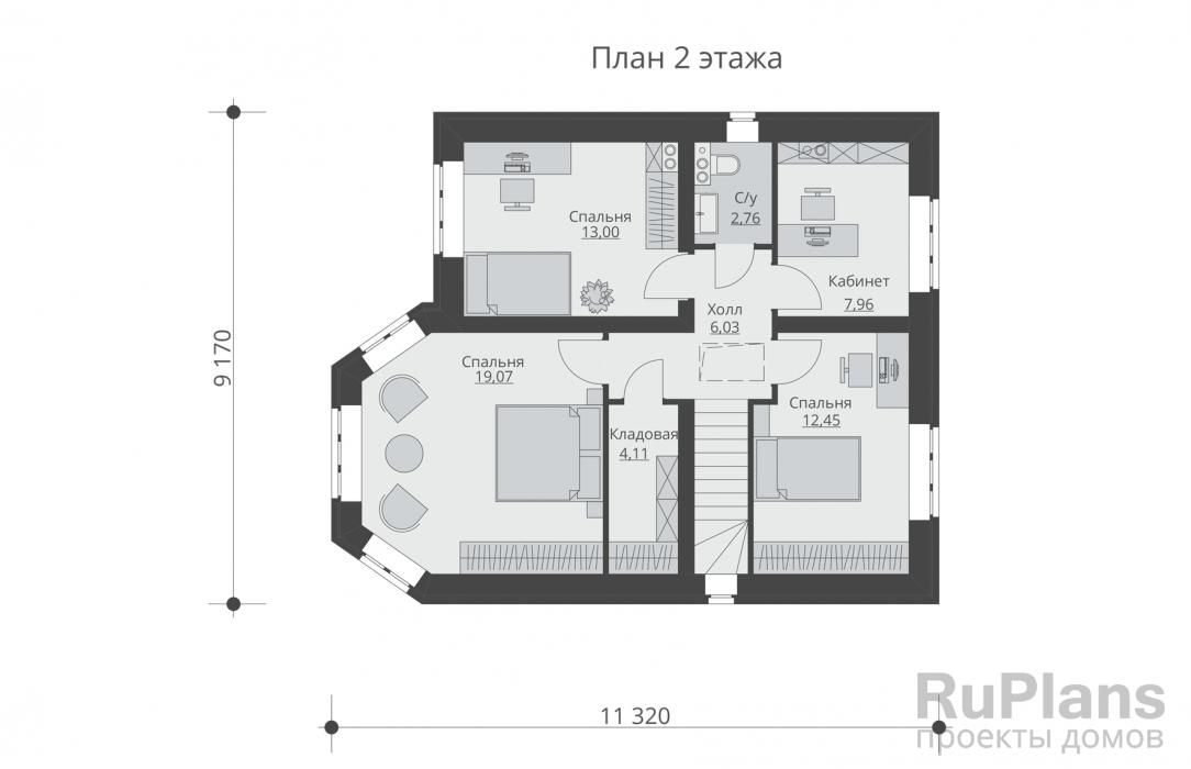 Двухэтажного дома с эркером Rg5854 №9