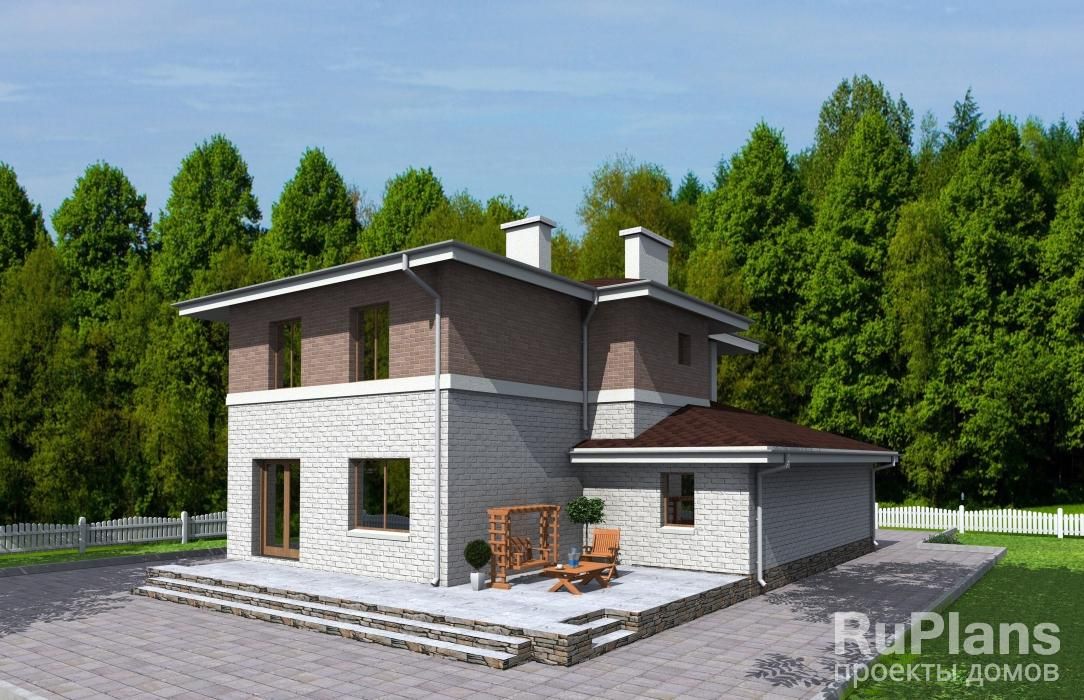 Двухэтажный дом с гаражом, террасой и балконами Rg3347 №2 Двухэтажный дом с гаражом, террасой и балконами Rg3347 №2