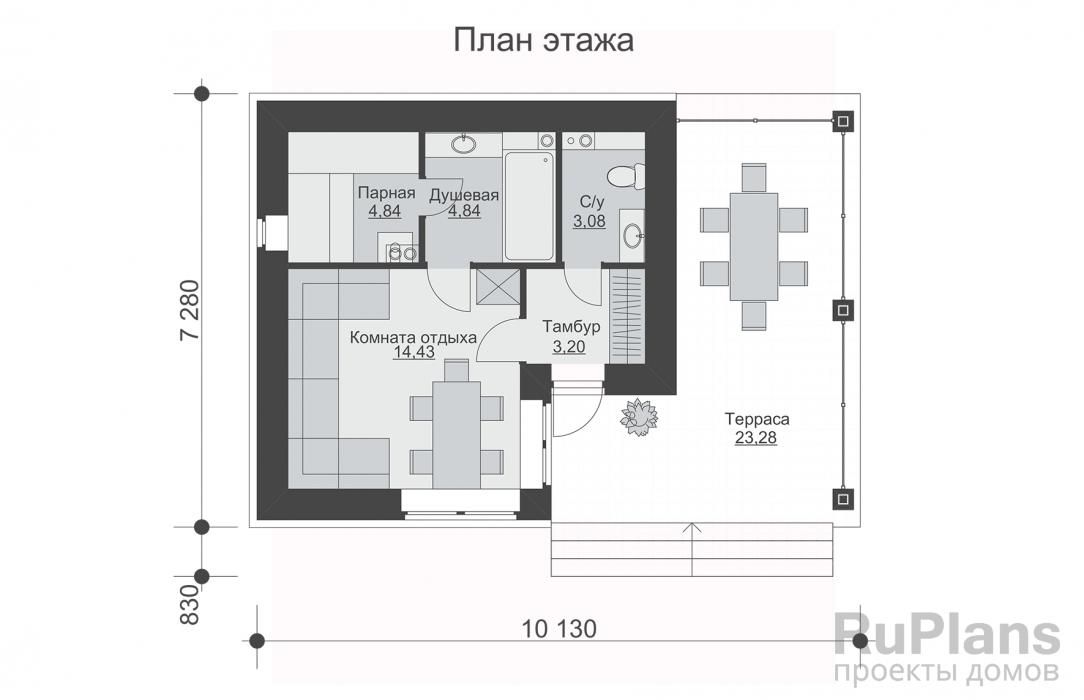 Баня с террасой Rg5963 №8 Баня с террасой Rg5963 №8