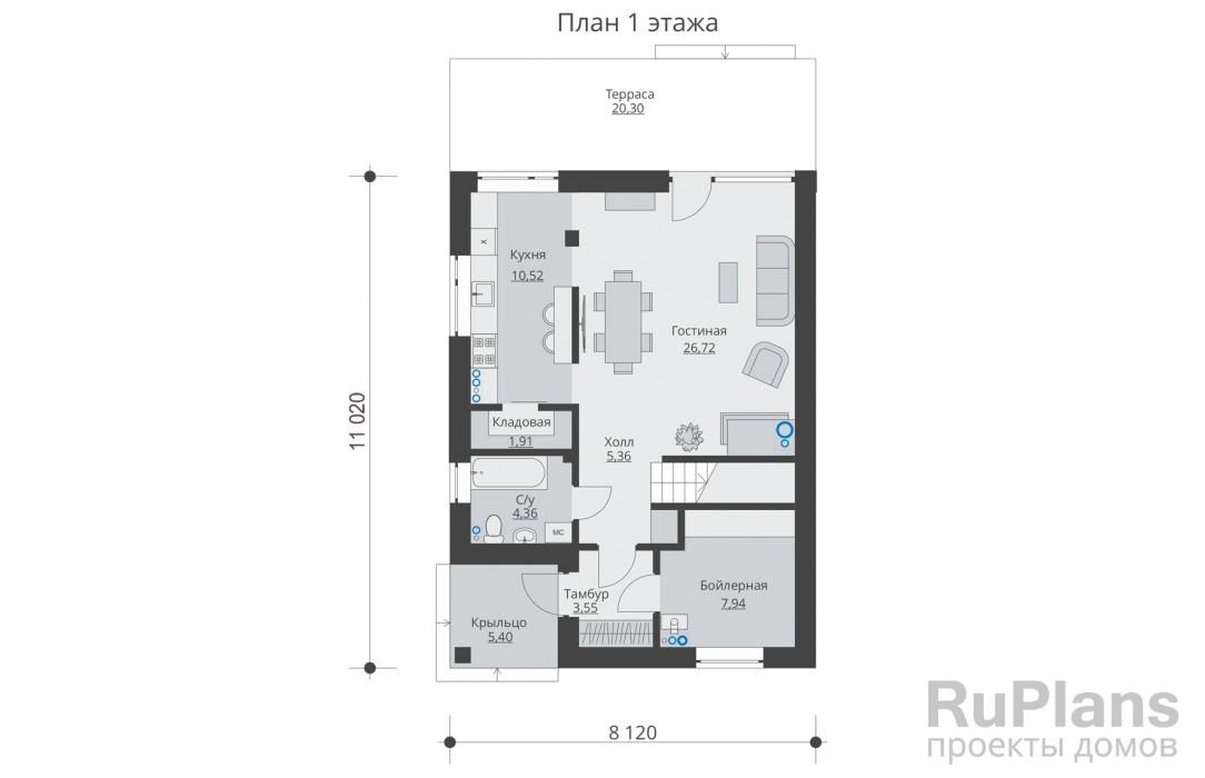 Двухэтажный дом с террасой и балконом Rg5595 №8