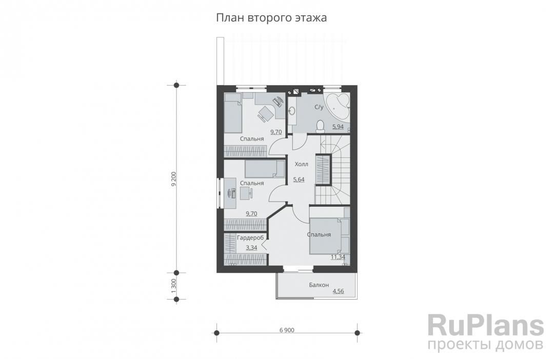 Двухэтажный дом с  террасой и балконом Rg5100 №9