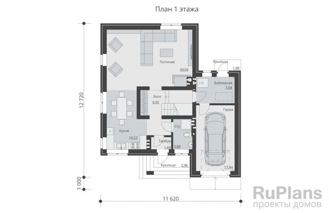 Двухэтажный дом с гаражом, подвалом и балконом Rg5192 №9 Двухэтажный дом с гаражом, подвалом и балконом Rg5192 №9