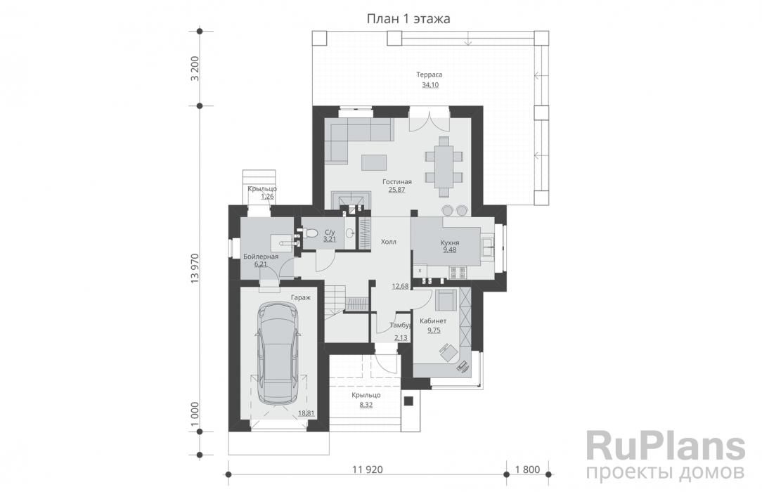 Двухэтажный дом с гаражом, террасами и балконом Rg5231 №8