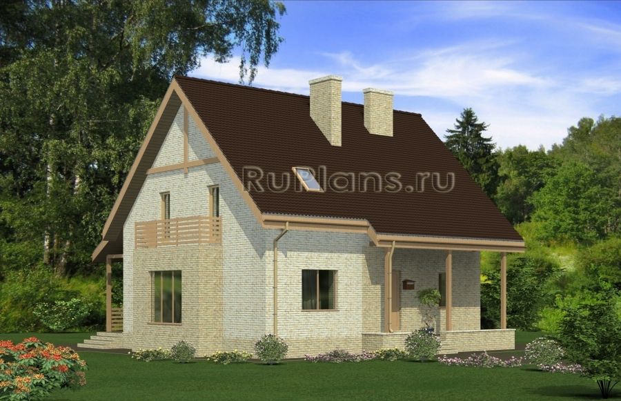 Дом с мансардой и крытой террасой Rg4954 №1 Дом с мансардой и крытой террасой Rg4954 №1