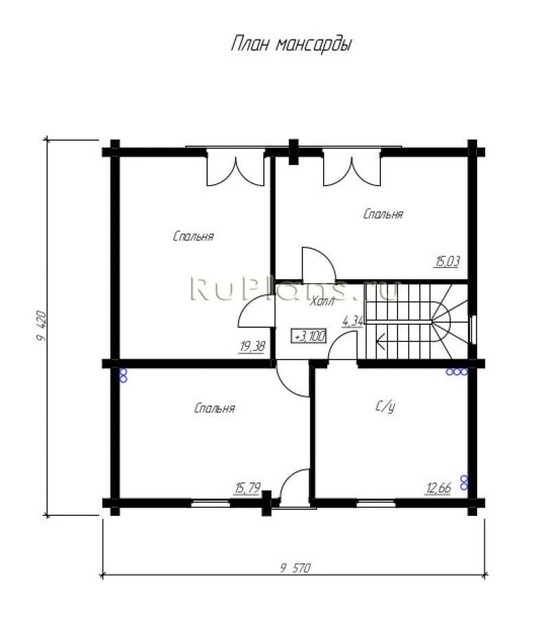 Дом с мансардой и террасой Rg5068 №9