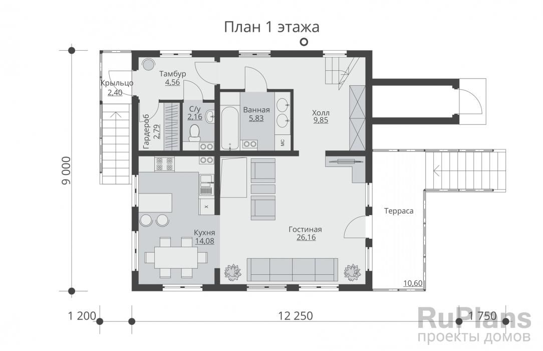 Двухэтажный дом с подвалом и террасой Rg5414 №9