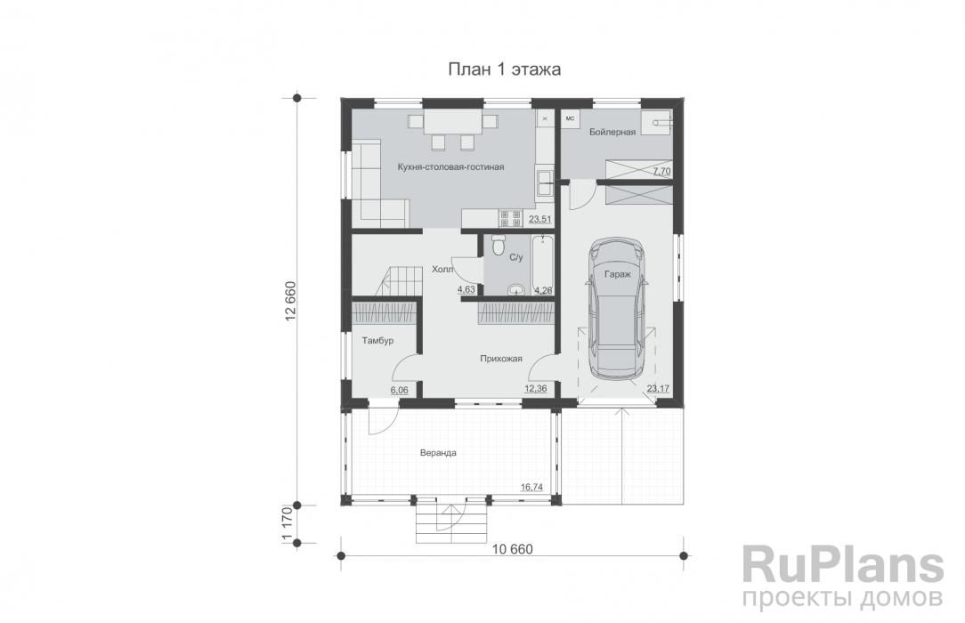 Двухэтажный дом с верандой и гаражом Rg5279 №8 Двухэтажный дом с верандой и гаражом Rg5279 №8