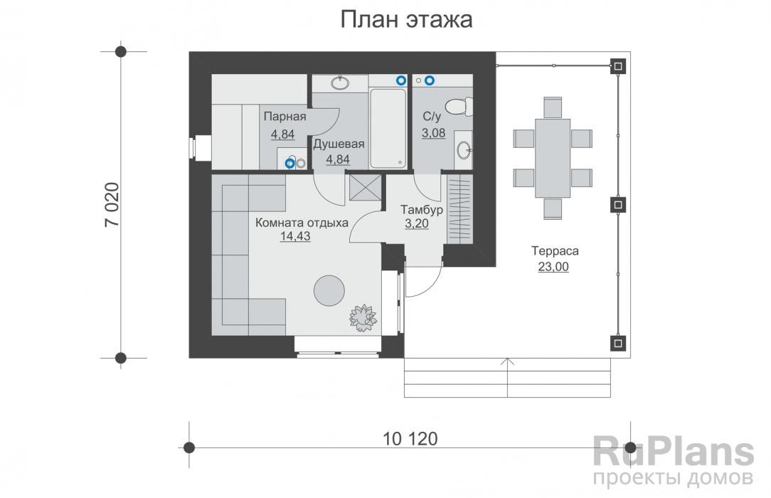 Баня с террасой Rg5711 №8 Баня с террасой Rg5711 №8