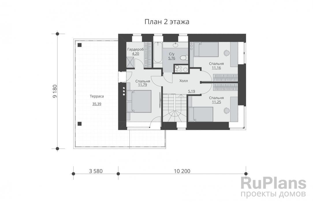 Двухэтажный дом с гаражом и террасами Rg5300 №9