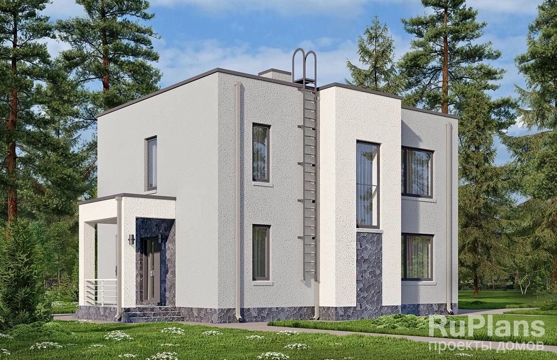 Двухэтажный дом с плоской кровлей, тремя спальнями и террасой Rg6582 №3 Двухэтажный дом с плоской кровлей, тремя спальнями и террасой Rg6582 №3