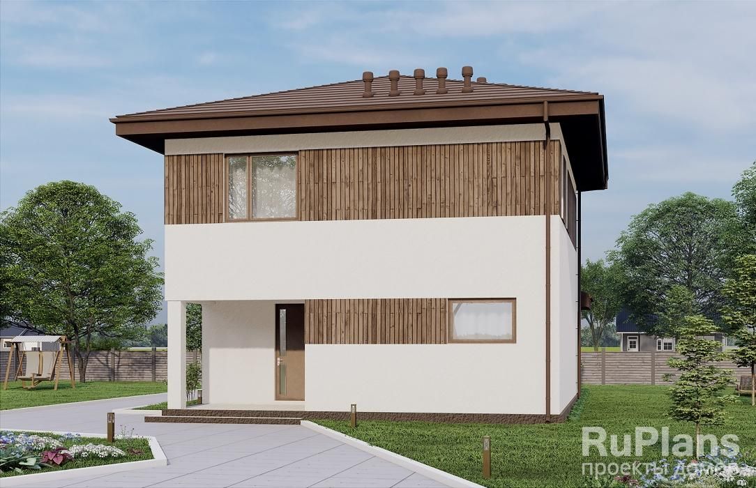 Двухэтажный дом с большой гостиной-столовой, террасой и балконом Rg6067 №1