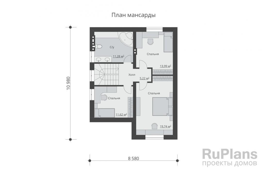 Дом с мансардой и террасой Rg3714 №9 Дом с мансардой и террасой Rg3714 №9
