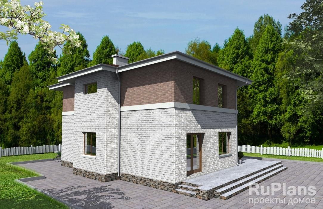 Двухэтажный дом с гаражом, террасой и балконами Rg3347 №3 Двухэтажный дом с гаражом, террасой и балконами Rg3347 №3