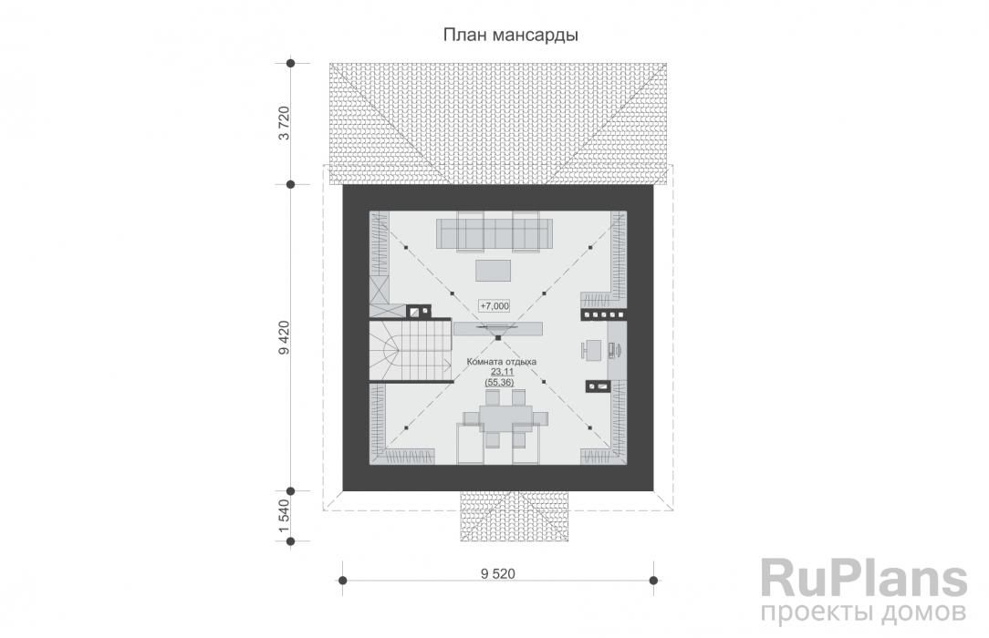 Двухэтажный дом с мансардой, террасой и четырьмя спальнями Rg6441 №10
