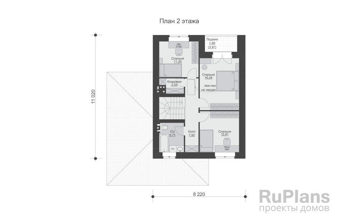 Двухэтажный дом с гаражом и лоджией Rg3918 №9 Двухэтажный дом с гаражом и лоджией Rg3918 №9