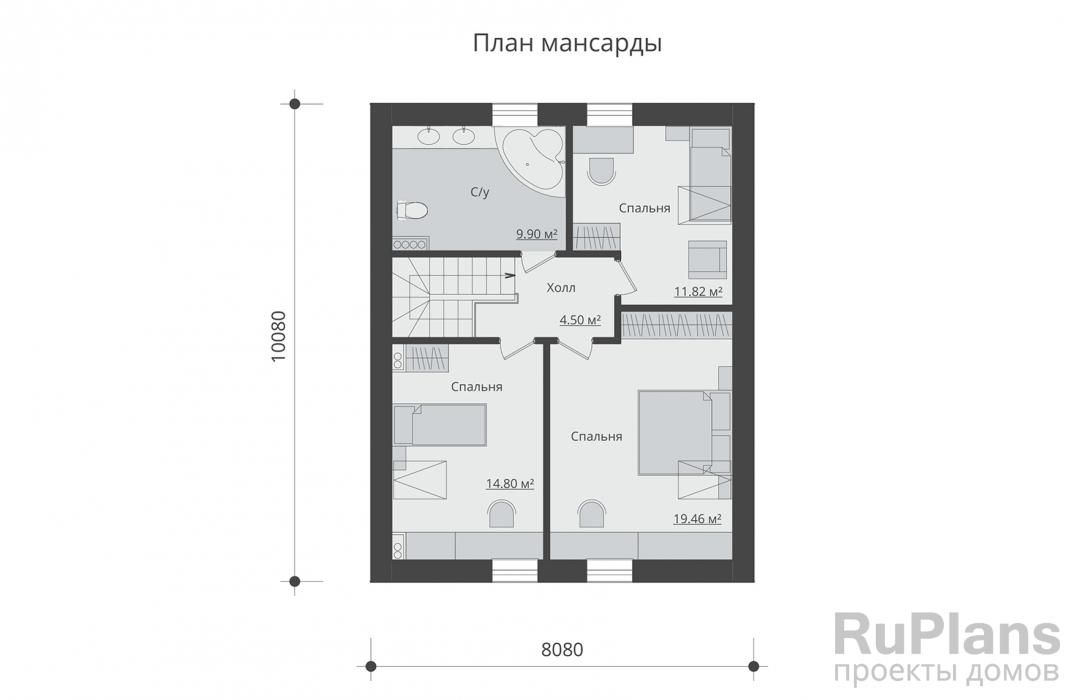 Дом с мансардой и террасой Rg3569 №9