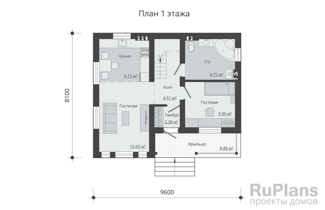 Двухэтажный дом с балконом Rg5155 №8