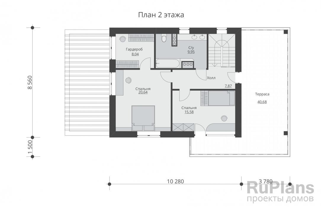 Двухэтажный дом с гаражом и террасами Rg5328 №9
