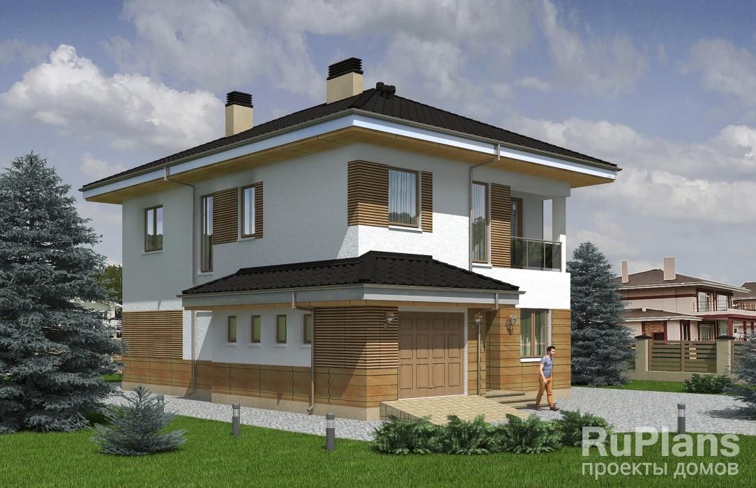 Двухэтажный дом с балконами Rg5278