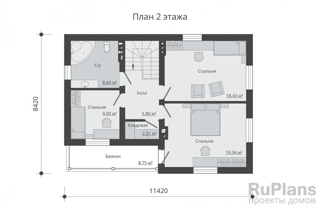 Двухэтажный дом с балконом Rg5236 №9