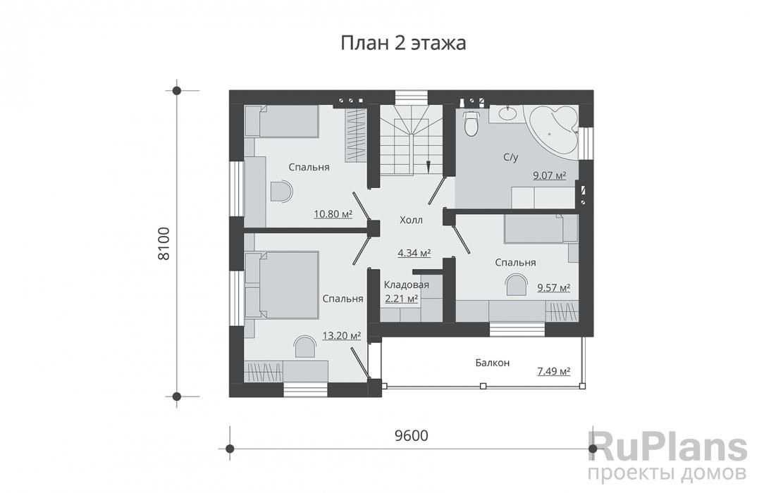 Двухэтажный дом с балконом Rg5155 №9