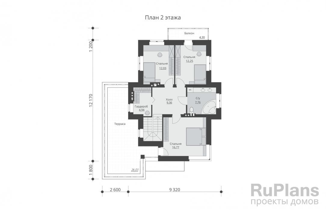 Двухэтажный дом с гаражом, террасами и балконом Rg5231 №9