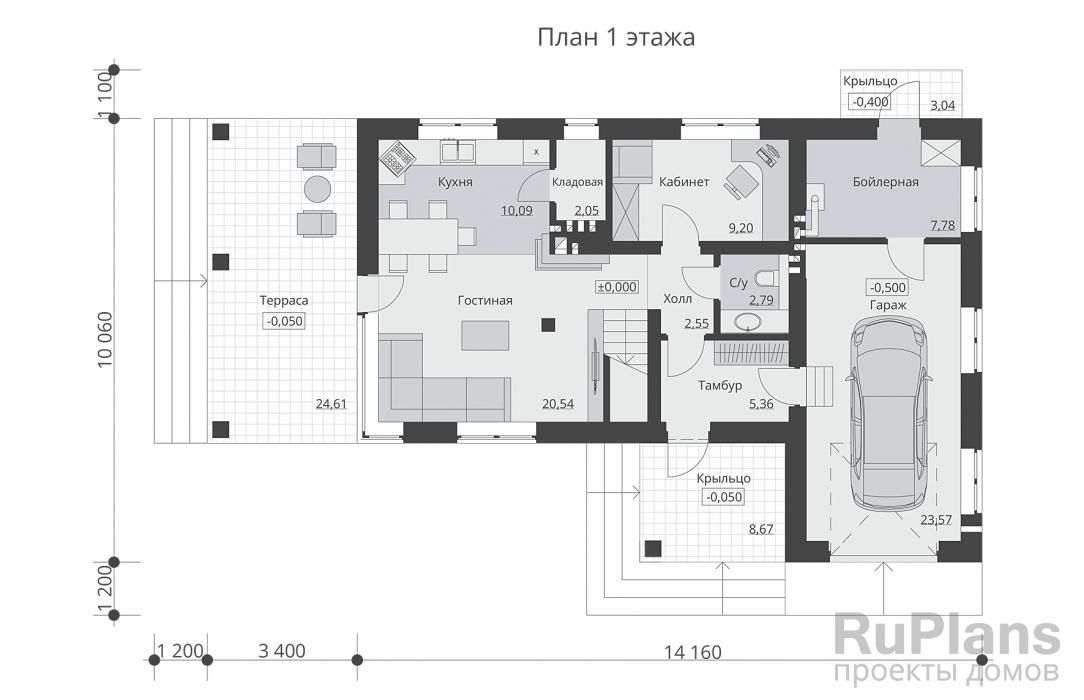 Двухэтажный дом с террасой, балконом и гаражом на 1 машину Rg6262 №8
