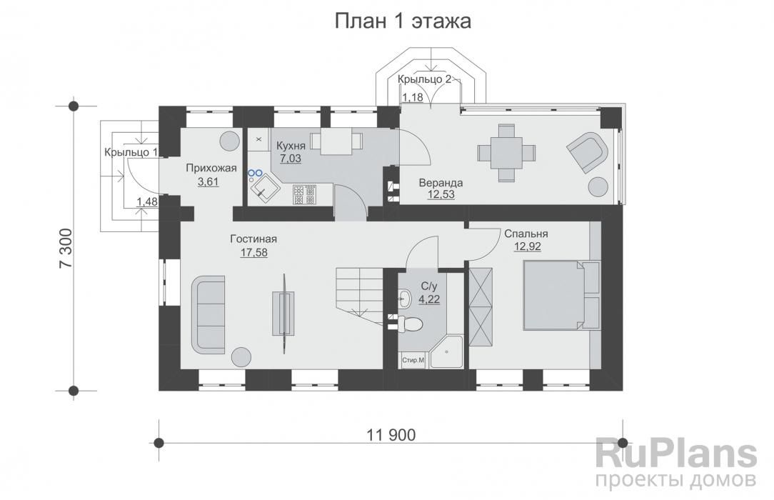 Двухэтажный дом c верандой и четыремя спальнями Rg6531 №8