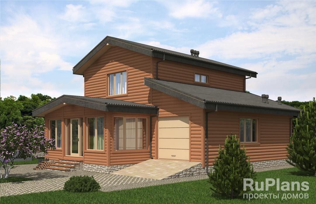 Двухэтажный дом с верандой и гаражом Rg5279 №1 Двухэтажный дом с верандой и гаражом Rg5279 №1