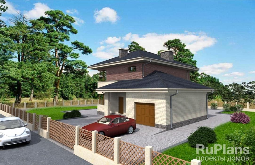 Двухэтажный дом с гаражом,  террасой и балконом Rg3317 №1