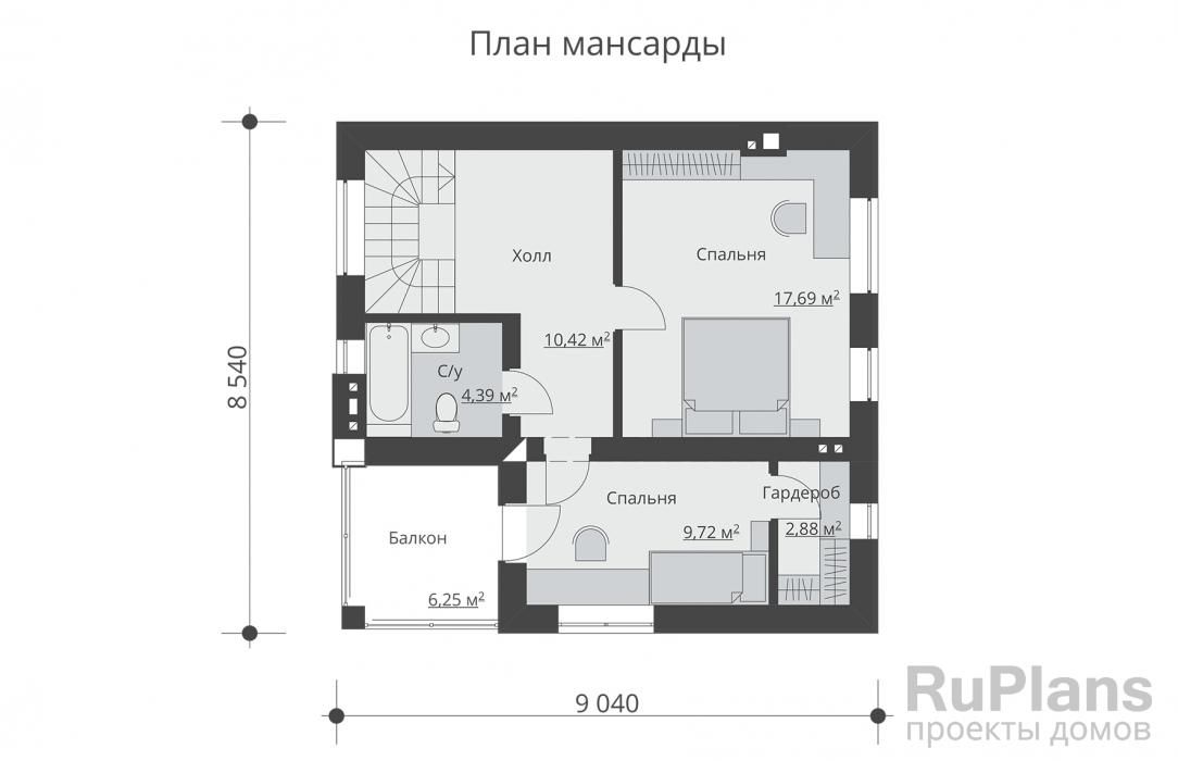 Дом с мансардой и балконом Rg1572 №9