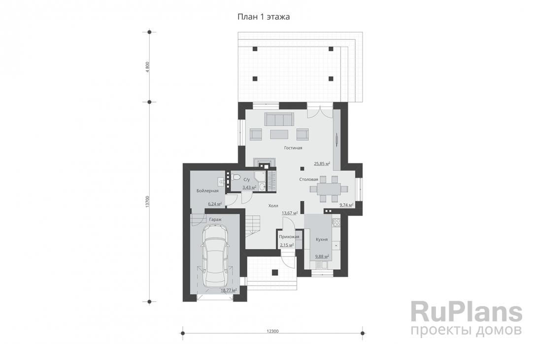 Двухэтажный дом с гаражом, террасой и балконами Rg3223 №8