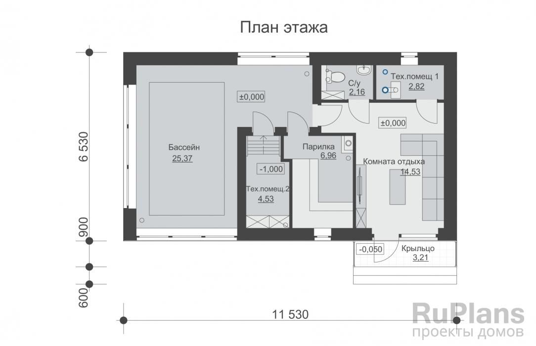 Баня с бассейном и отделкой штукатуркой Rg6412 №8 Баня с бассейном и отделкой штукатуркой Rg6412 №8