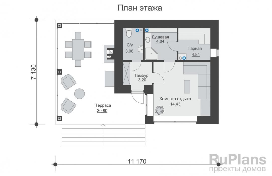 Баня с террасой и комнатой отдыха. Rg6229 №8