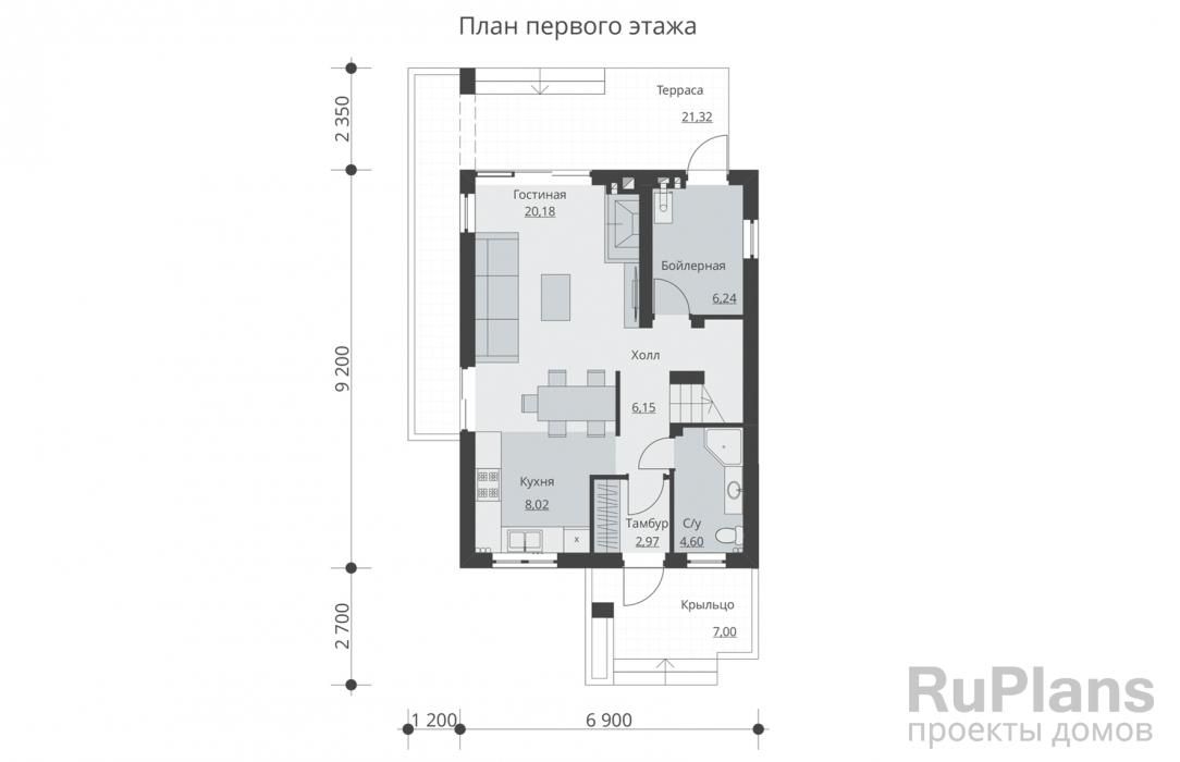 Двухэтажный дом с  террасой и балконом Rg5100 №8