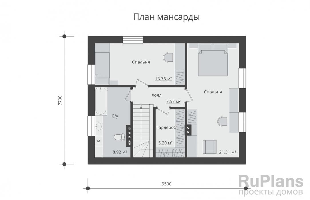 Дом с мансардой и террасой Rg3337 №9 Дом с мансардой и террасой Rg3337 №9