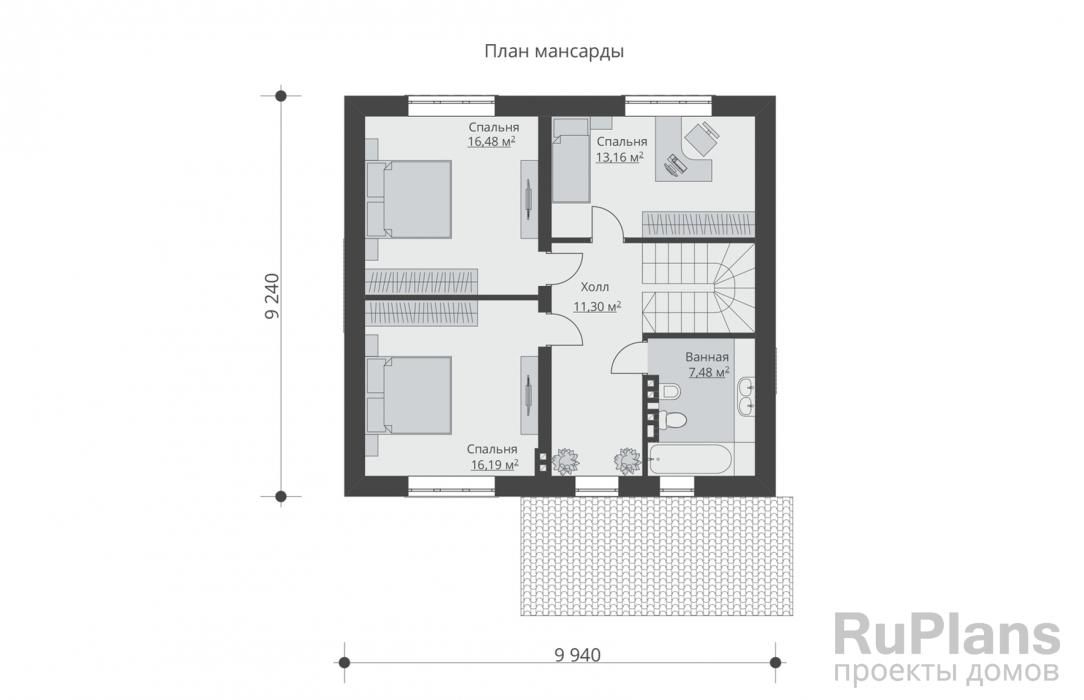Аккуратный дом с мансардой Rg3842 №9 Аккуратный дом с мансардой Rg3842 №9