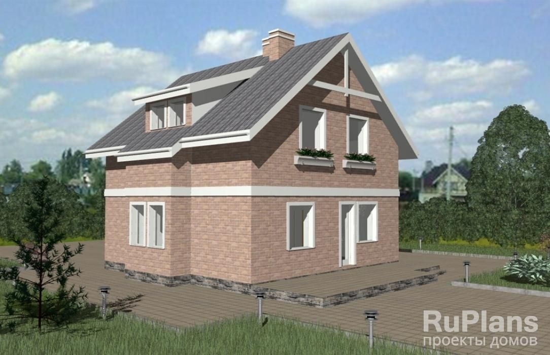 Дом с мансардой и  террасой Rg3322 №2