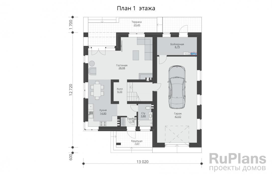 Двухэтажный дом с гаражом и террасой Rg5965 №8 Двухэтажный дом с гаражом и террасой Rg5965 №8