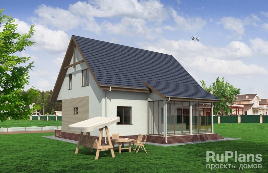 Дом с мансардой и верандой Rg1594 №3