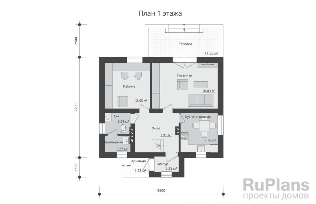 Дом с мансардой и террасой Rg3337 №8 Дом с мансардой и террасой Rg3337 №8