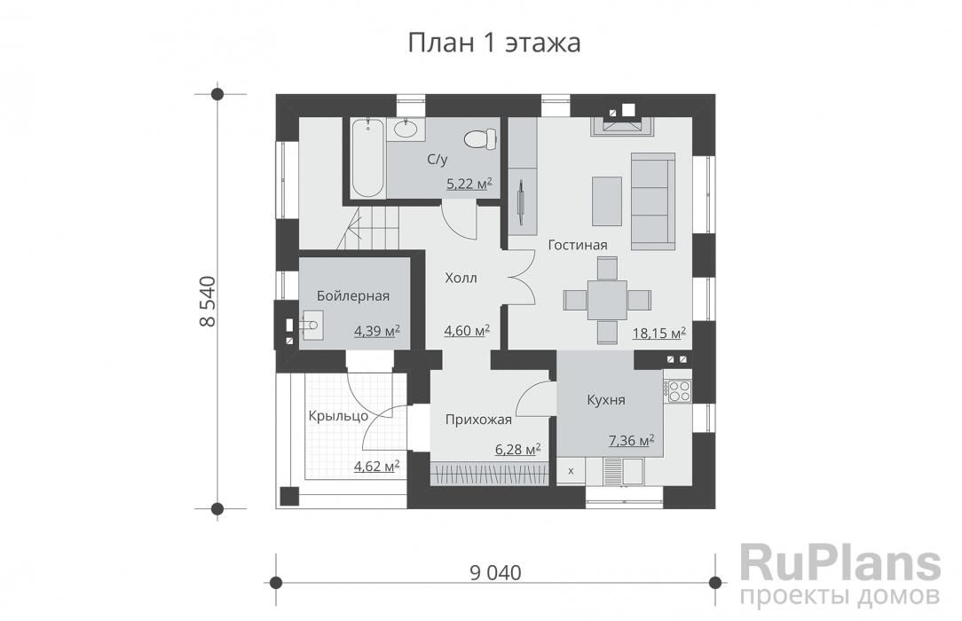 Дом с мансардой и балконом Rg1572 №8