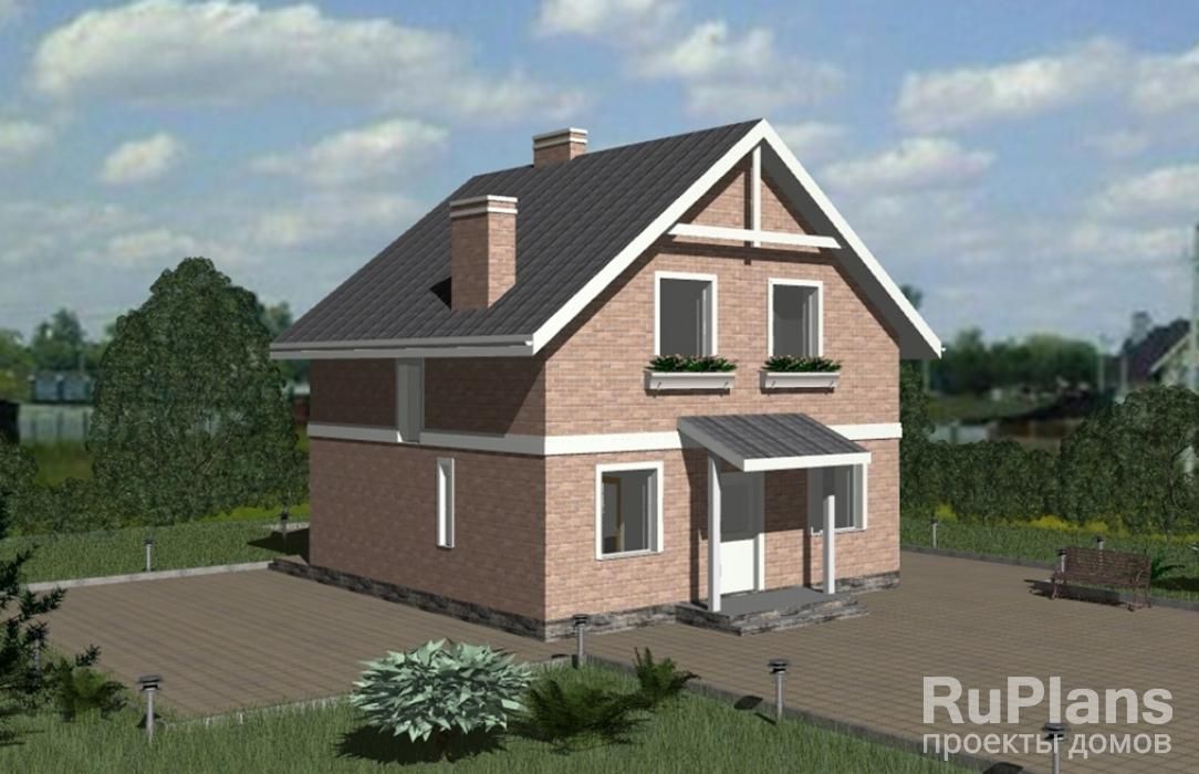Дом с мансардой и  террасой Rg3322